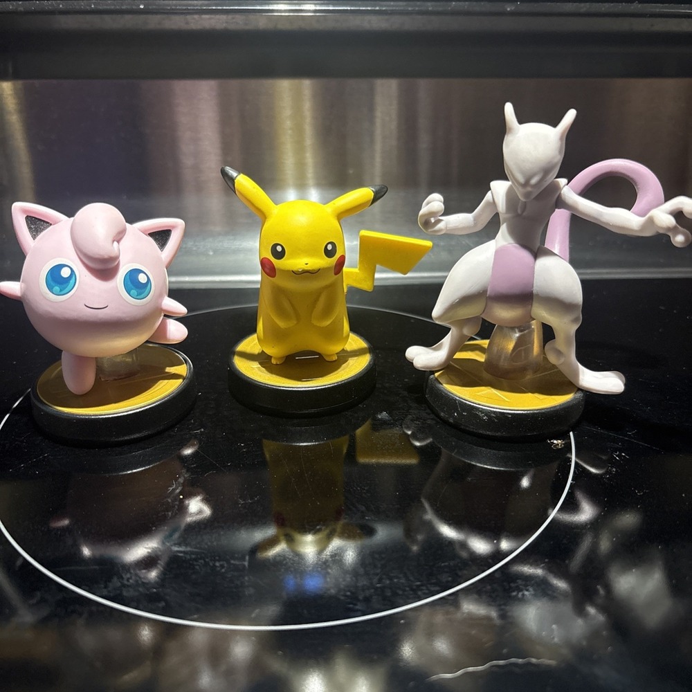 Pokémon Amiibo Lot Of 3 Pikachu Mewtwo Jiggly puff Nintendo‎
